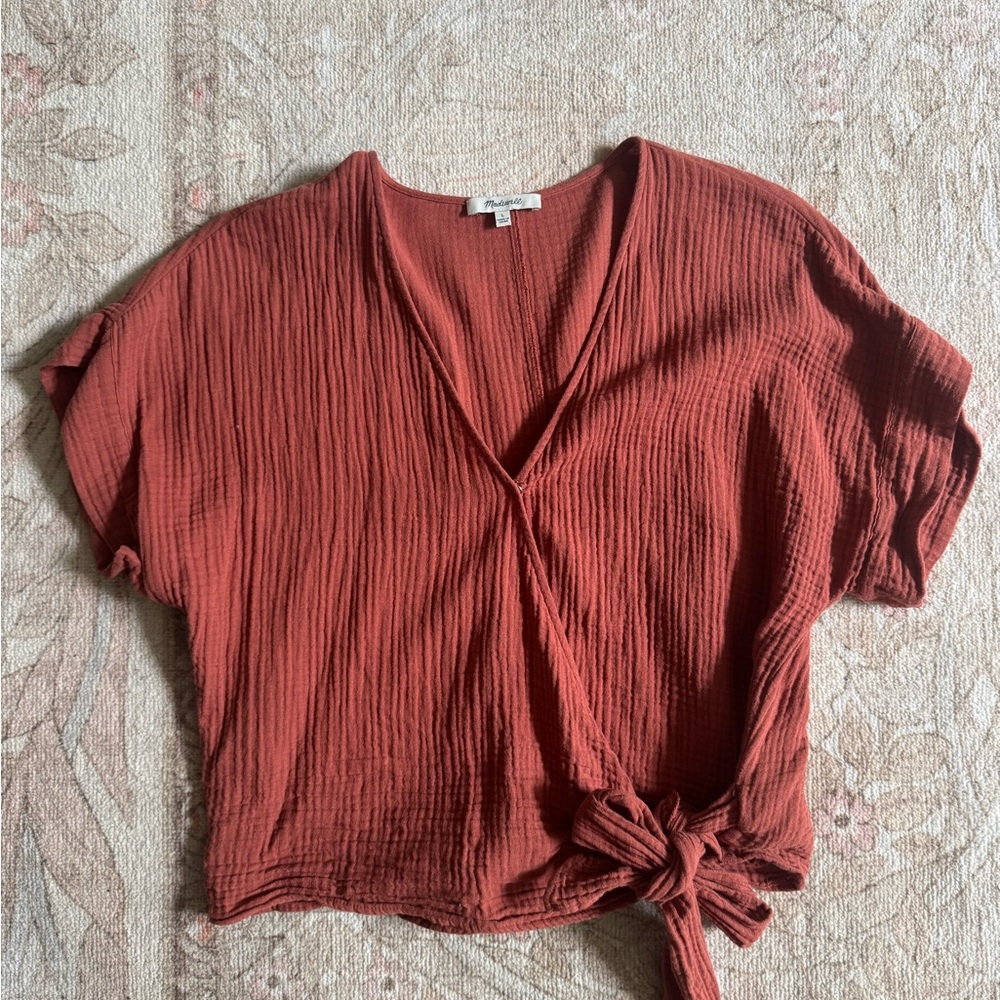 Madewell Terracotta Wrap Top